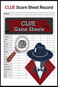 Clue Score Sheet Record, Clue Game Sheets