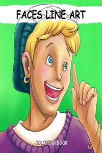 Faces Line Art Coloring Book.