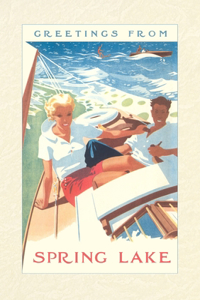 Vintage Lined Notebook Greetings from Spring Lake, Motor Boat