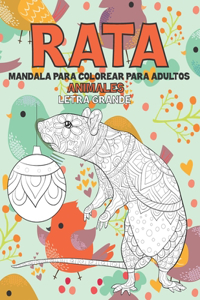 Mandala para colorear para adultos - Letra grande - Animales - Rata