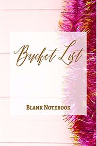 Bucket List - Blank Notebook - Write It Down - Pastel Rose Pink Gold Wood Abstract Design - Shiny Sparkle Luxury Fun