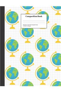 Composition Book Wide-Ruled World Globe Geography Design