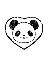 Rubber Stamped Panda Bear and Heart: 110 Page Blank Notebook - Ruled Paper Journal - 6 X 9 (15.24 X 22.86 CM)