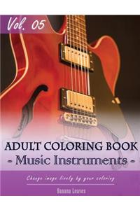Music Instruments Coloring Book Arts for Stress Relief & Mind Relaxation, Stay Focus Treatment