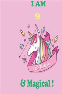 Unicorn Journal I am 9 & Magical!
