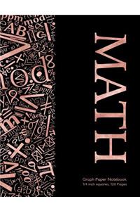 Math Graph Paper Notebook 1/4 inch squares 120 pages