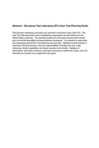 Structures Test Laboratory (Stl). User Test Planning Guide