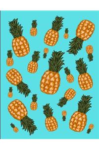 Pineapples Everywhere Notebook Journal Aqua 120 College Ruled Pages 8.5 X 11