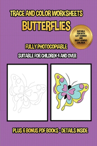 Trace and color worksheets (Butterflies)