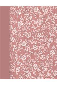 Notebook: Lined Journal - Composition Book - 8.5 X 11 Paper - College Ruled - 100 Pages - Mauve Floral Design