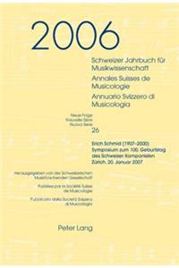 Schweizer Jahrbuch Fuer Musikwissenschaft- Annales Suisses de Musicologie- Annuario Svizzero Di Musicologia