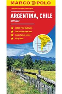 Argentina, Chile Marco Polo Map (Uruguay)