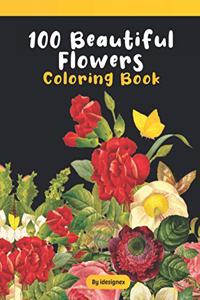 100 beautiful flowers coloring book