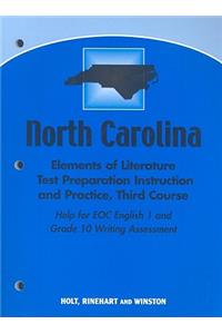 North Carolina Elements of Literature Test Preparation, Grade 10: Instruction and Practice, Third Course