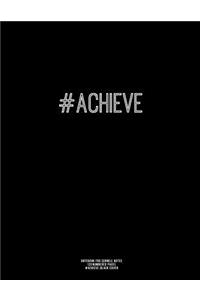 Notebook for Cornell Notes, 120 Numbered Pages, #ACHIEVE, Black Cover