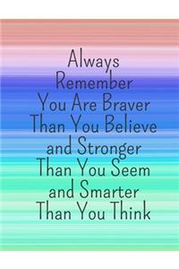 Always Remember You Are Braver Than You Believe Stronger Than You Seem & Smarter Thank You Think