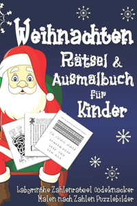 Weihnachten Rätsel & Ausmalbuch