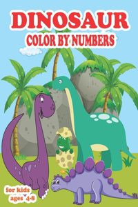 Dinosaur color by numbers for kids ages 4-8