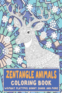 Zentangle Animals - Coloring Book - Wombat, Platypus, Bunny, Shark, and more