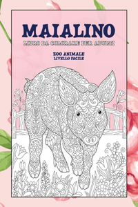 Libro da colorare per adulti - Livello facile - Zoo Animale - maialino