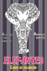 Libro de colorear - Alivio del estrés Mandala - Animales bonitos - Elefantes