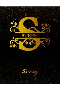 Steph Diary: Letter S Personalized First Name Personal Writing Journal Black Gold Glittery Space Effect Cover Daily Diaries for Journalists & Writers Note Taking