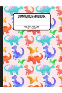 Composition Notebook Wide Ruled Lined Paper 55 Sheets / 110 Writing Pages 7.44 x 9.69 Inches