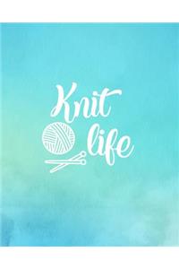 Knit Life: Knitting Graph Paper Planner Design Notebook, Blank Knitter Patterns Book, 2:3 Ratio, Turquoise