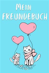 Mein Freundebuch: Katzen Freundschaftsbuch für Schule oder Kindergarten für Mädchen & Jungen zum Selbst Gestalten - Kinder - Format 6x9 DIN A5 - 110 Seiten - 54 Steck