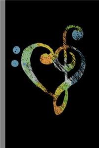 Rainbow Heart Bass Clef: Musics Instrumental Gift for Musicians (6x9) Music Notes Paper