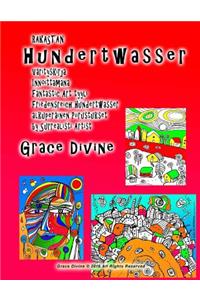 RAKASTAN Hundertwasser Värityskirja Innoittamana Fantastic Art tyyli Friedensreich Hundertwasser alkuperäinen Piirustukset by Surrealisti Artist Grace Divine
