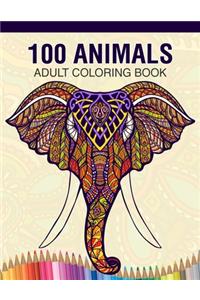 100 Animals Adult Coloring Book