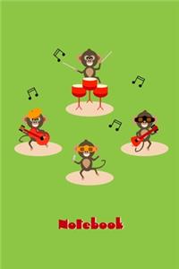 Cheerful Chimps Rock Band Stage Performance Notebook