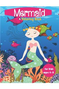 Mermaid Coloring Book For Kids Ages 4-8