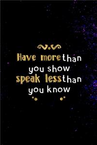 Have More Than You Show Speak Less Than You Know