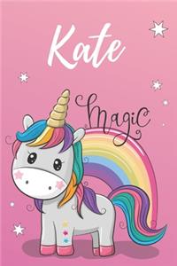 Kate Notizbuch Einhorn DIN A5: individuelles personalisiertes blanko Mädchen & Frauen Namen Notizbuch, ... Weihnachts & Geburtstags Geschenk für Frauen.