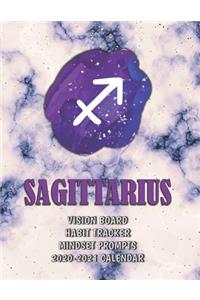 Sagittarius . Vision Board . Habit Tracker . Mindset Prompts . 2020 - 2021 Calendar