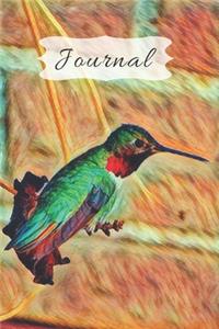 Cute Bright Green Ruby Red Throated Humming Diary, Pretty Journal for Daily Thoughts