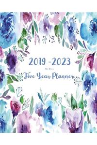 2019-2023 Five Year Planner- Blue Flowers