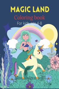 Magic land coloring book for kids age 4-8