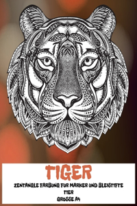 Zentangle Färbung für Marker und Bleistifte - Grosse A4 - Tier - Tiger
