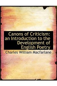 Canons of Criticism: An Introduction to the Development of English Poetry