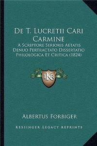 De T. Lucretii Cari Carmine