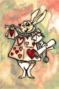 Alice in Wonderland Watercolour Journal - White Rabbit With Trumpet (Peaches)