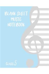 Blank Sheet Music Composition Manuscript Staff Paper Art Music CLASS 5 Notebook Birthday Gift