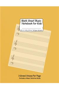 Blank Sheet Music Notebook for Kids