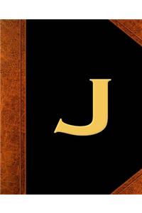 Monogram J Personalized School Composition Book Vintage Style 130 Pages