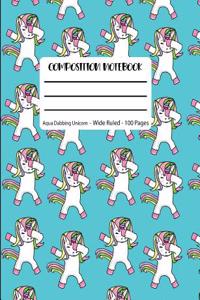 Composition Notebook Aqua Dabbing Unicorn