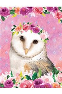 My Big Fat Journal Notebook For Bird Lovers Owl In Flowers