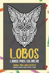Libros para colorear - Diseños de animales para aliviar el estrés - Animal para adolescentes - Lobos